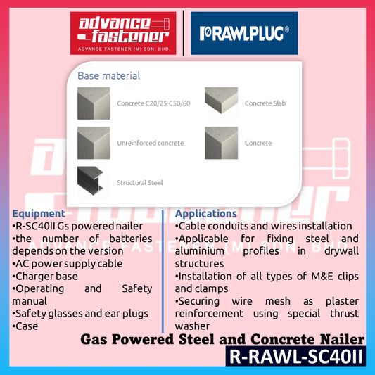 Rawplug SC40 R-RAWL-SC40II Gas Powered Steel and Concrete Nailer