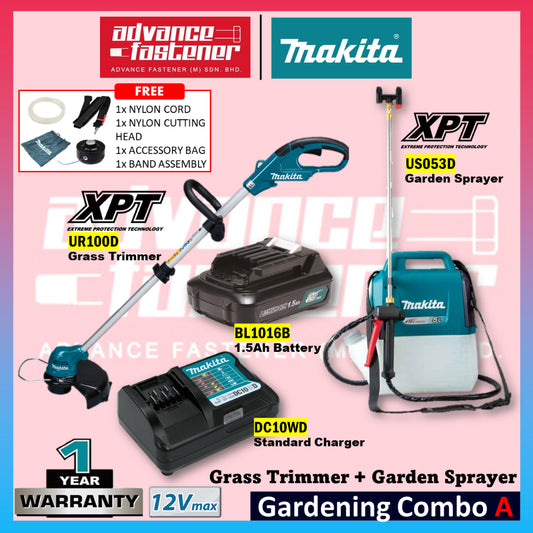 Makita 12Vmax Cordless Gardening Combo A ( UR100D Cordless Grass Trimmer + US053D Cordless Garden Sprayer )