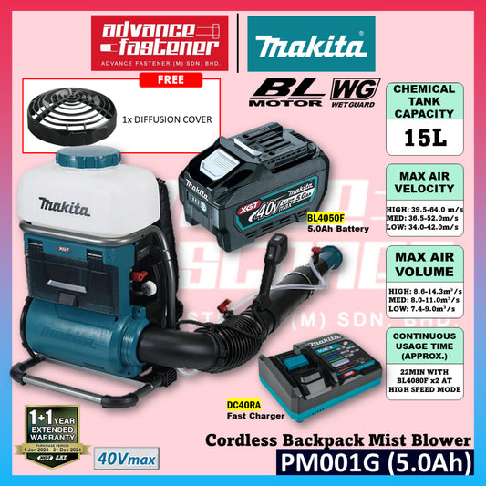 Makita PM001 / PM001GZ 40Vmax Cordless Backpack Mist Blower