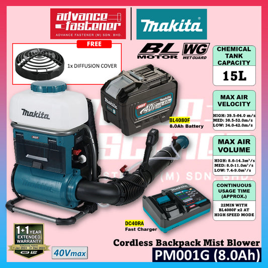 Makita PM001 / PM001GZ 40Vmax Cordless Backpack Mist Blower