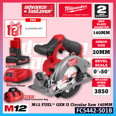Milwaukee FCS442-501B / FCS442-0 M12 FUEL™ GEN II Circular Saw 140MM