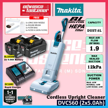 Makita DVC560 / DVC560Z 18Vx2 Cordless Upright Cleaner