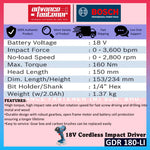 BOSCH GDR 180-LI 18V Professional Cordless Impact Driver