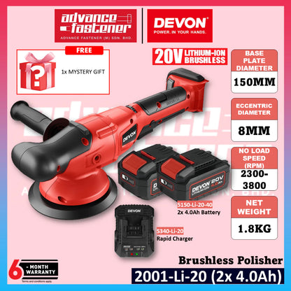 DEVON 2001-Li-20 / 2001-Li-20Z 20V Brushless Cordless Polisher 150MM (6")