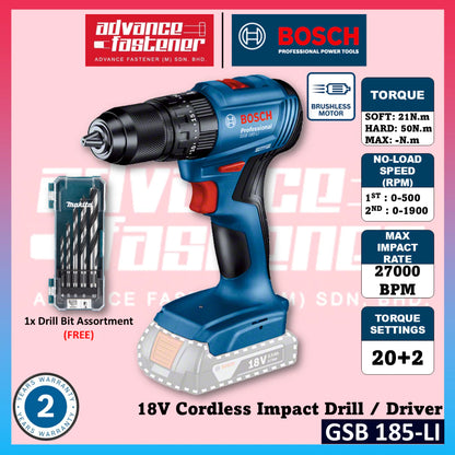 BOSCH GSB 185-LI 18V Cordless Impact Drill / Driver Hammer Driver Drill