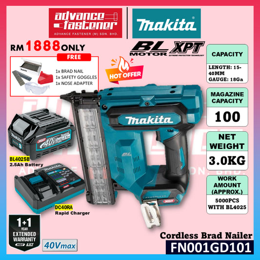 Makita 40Vmax XGT Cordless Combo ( FN001G Cordless Brad Nailer / ST002G Cordless Stapler)