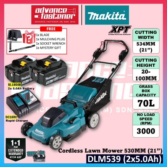 Makita DLM539 / DLM539Z / DLM432PT2 / DLM432Z 18Vx2 Cordless Lawn Mower 530MM (21") / 430MM (17")