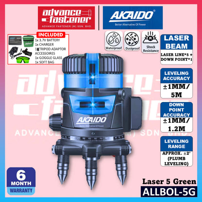 AKAIDO ALLBOL-5G + ALL-A01 Laser 5 Green + Laser Tripod 1.5M