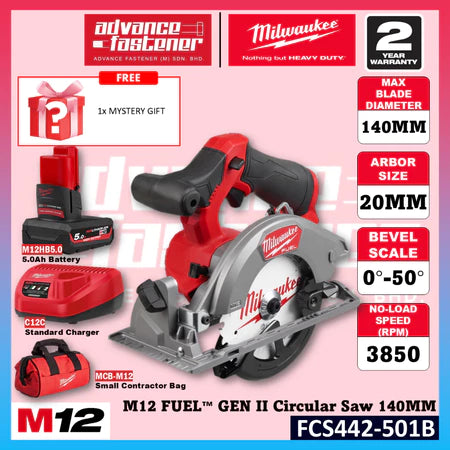 Milwaukee FCS442-501B / FCS442-0 M12 FUEL™ GEN II Circular Saw 140MM
