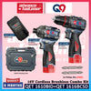 Q9 QNINE QET 1610BID 16V Cordless Brushless Driver Drill + QET 1616BCSD 16V Cordless Brushless Impact Driver Combo Kit