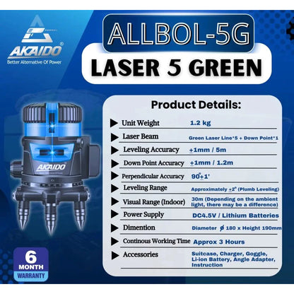 AKAIDO ALLBOL-5G + ALL-A01 Laser 5 Green + Laser Tripod 1.5M