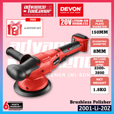 DEVON 2001-Li-20 / 2001-Li-20Z 20V Brushless Cordless Polisher 150MM (6")