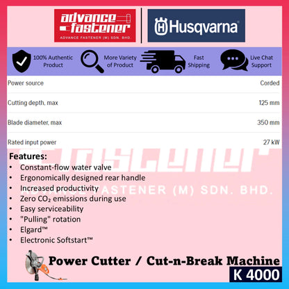 Husqvarna K 4000 Corded Power Cutter / Cut-n-Break Machine 350mm (14")