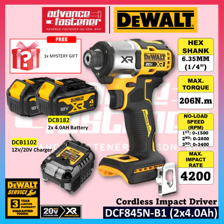 DeWalt DCF845N-B1 20V MAX XR Cordless Brushless Impact Driver 6.35MM (1/4")