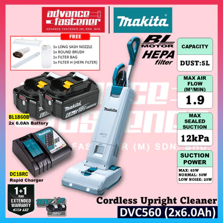 Makita DVC560 / DVC560Z 18Vx2 Cordless Upright Cleaner