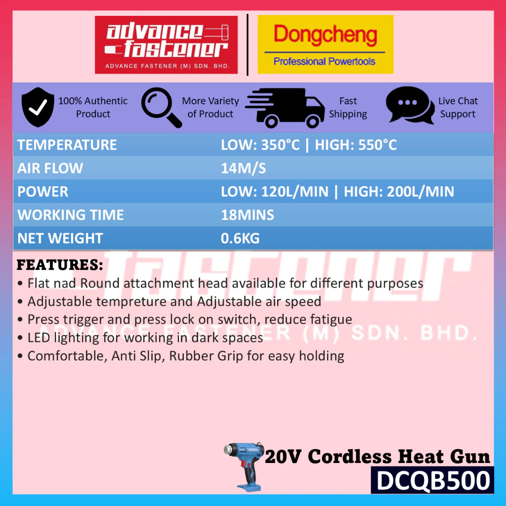 DONG CHENG DCQB500 20V Cordless Heat Gun