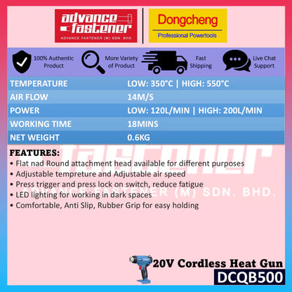 DONG CHENG DCQB500 20V Cordless Heat Gun