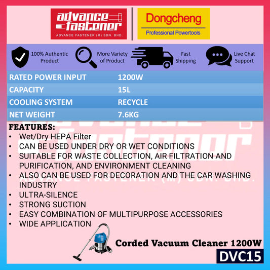 DONG CHENG DVC15 Corded Vacuum Cleaner 1200W