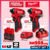 Milwaukee M12 ULTRA GO Brushless Combo Set / BLPDRC M12 Percussion Drill / BLIDRC M12 Impact Driver