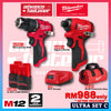 Milwaukee M12 ULTRA GO Brushless Combo Set / BLPDRC M12 Percussion Drill / BLIDRC M12 Impact Driver