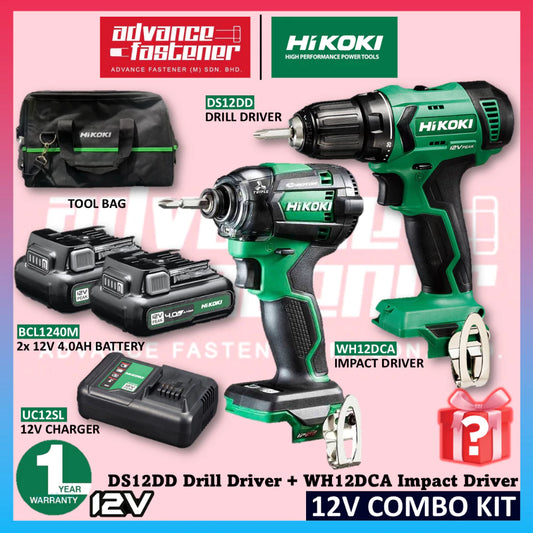HiKOKI KC12DSWH 12V Cordless Combo Kit ( DS12DD Drill Driver + WH12DCA Impact Driver + G1210DA Angle Grinder )