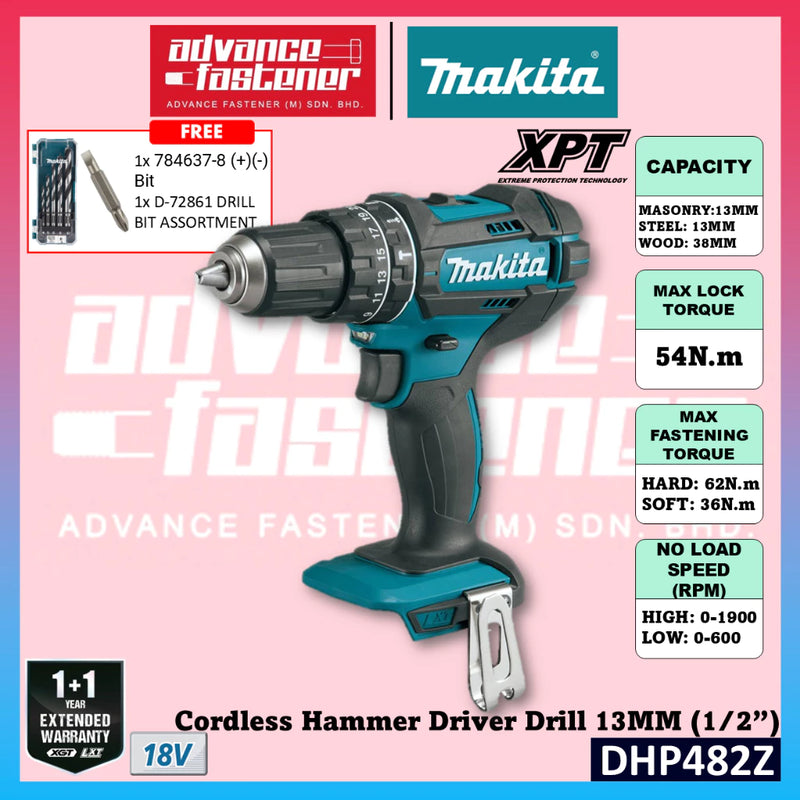 MAKITA DHP482RTE / DHP482RFE / DHP482Z 18V Cordless Hammer Driver Drill 13MM (1/2
