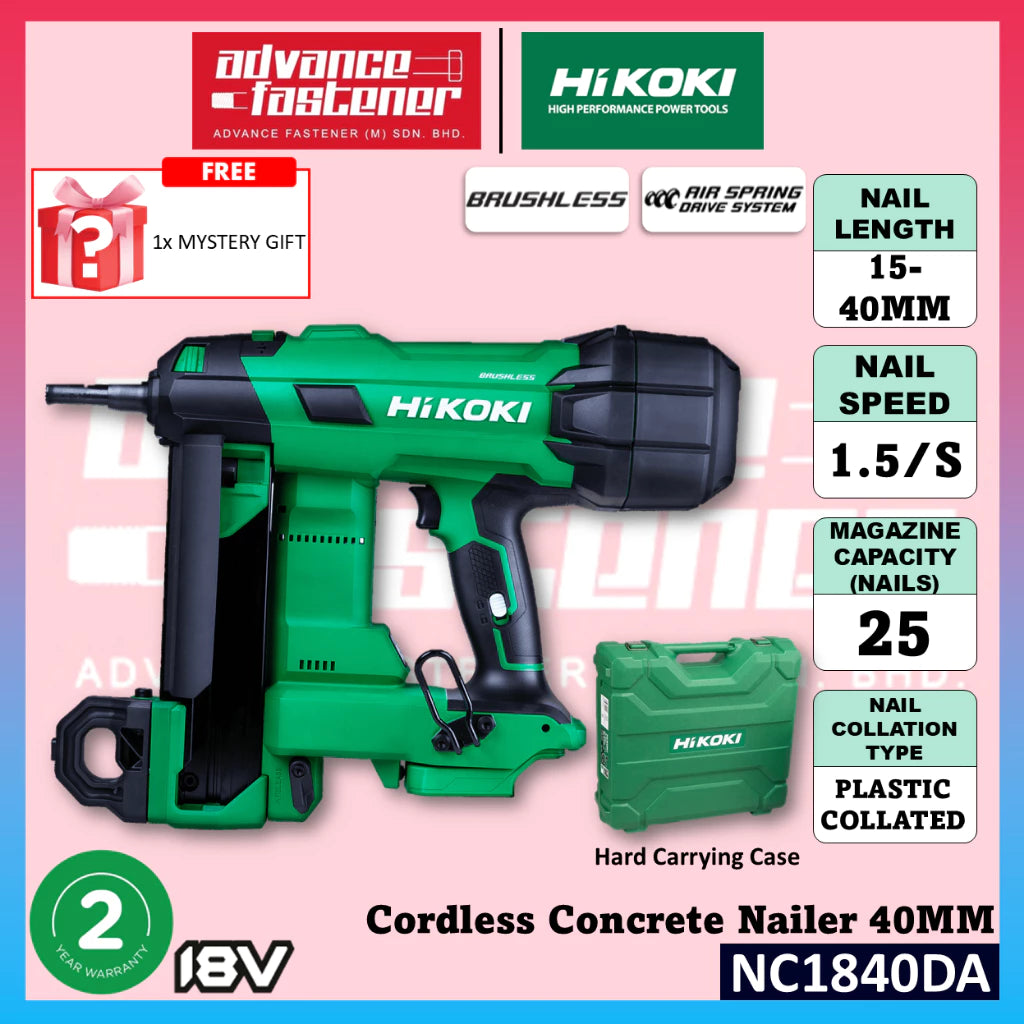 HiKOKI NC1840DA 18V Cordless Concrete Nailer 40MM