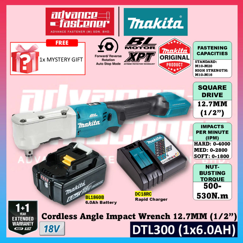 Makita DTL300 / DTL300Z 18V Cordless Angle Impact Wrench 12.7MM (1/2