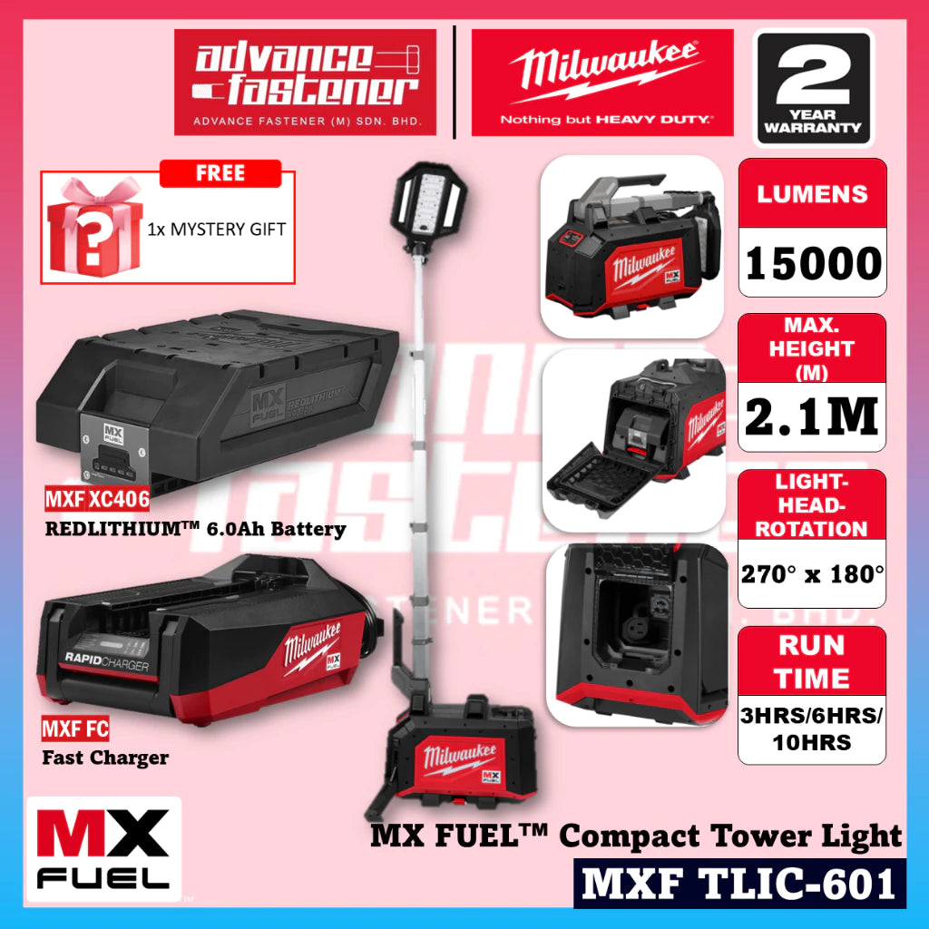 Milwaukee MXF TLIC-0 MX FUEL™ Compact Tower Light 15,000 Lumens