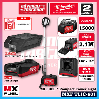 Milwaukee MXF TLIC-0 MX FUEL™ Compact Tower Light 15,000 Lumens