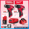 Milwaukee M12 ULTRA GO Brushless Combo Set / BLPDRC M12 Percussion Drill / BLIDRC M12 Impact Driver