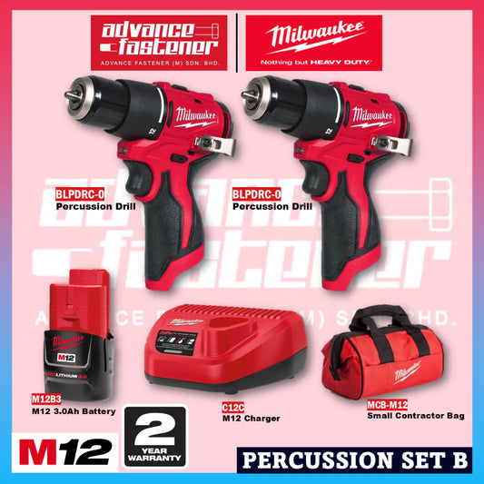 Milwaukee M12 ULTRA GO Brushless Combo Set / BLPDRC M12 Percussion Drill / BLIDRC M12 Impact Driver