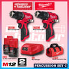Milwaukee M12 ULTRA GO Brushless Combo Set / BLPDRC M12 Percussion Drill / BLIDRC M12 Impact Driver