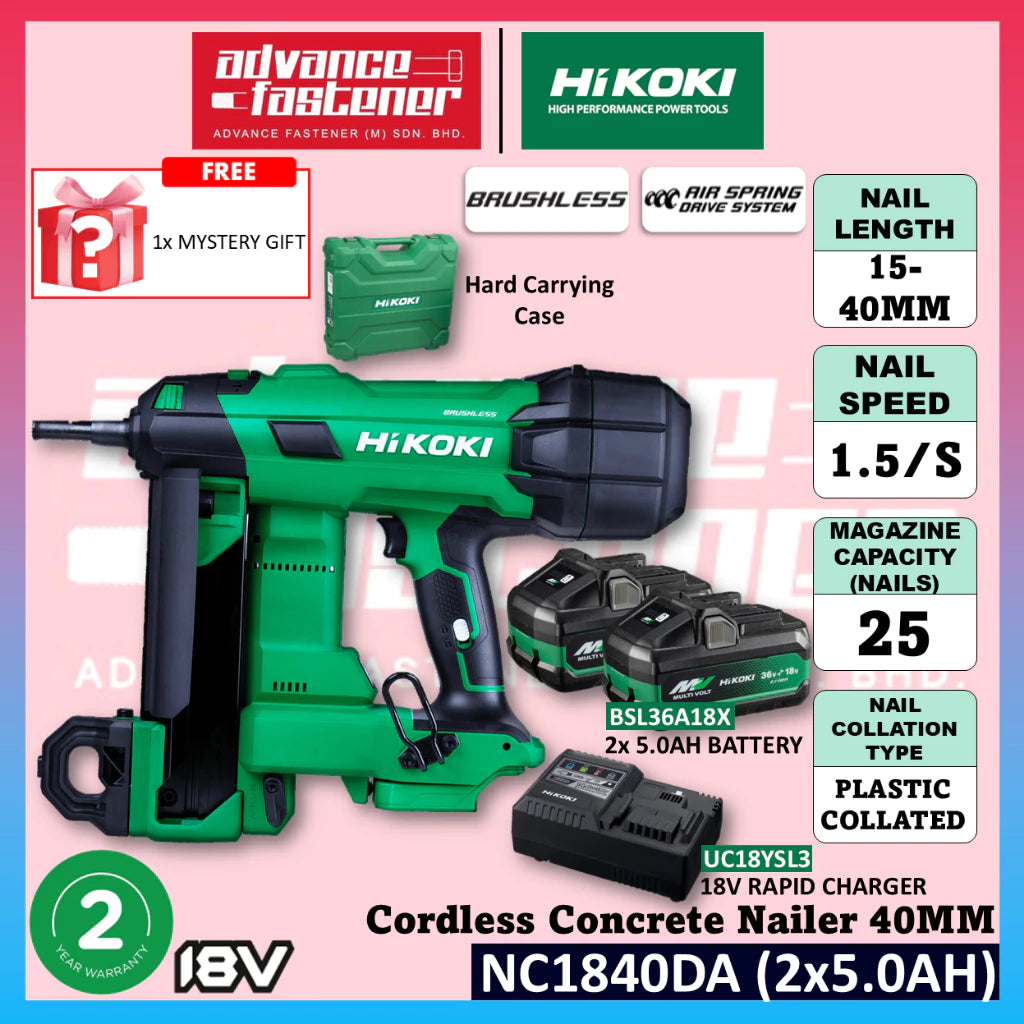 HiKOKI NC1840DA 18V Cordless Concrete Nailer 40MM