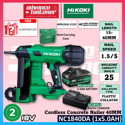 HiKOKI NC1840DA 18V Cordless Concrete Nailer 40MM