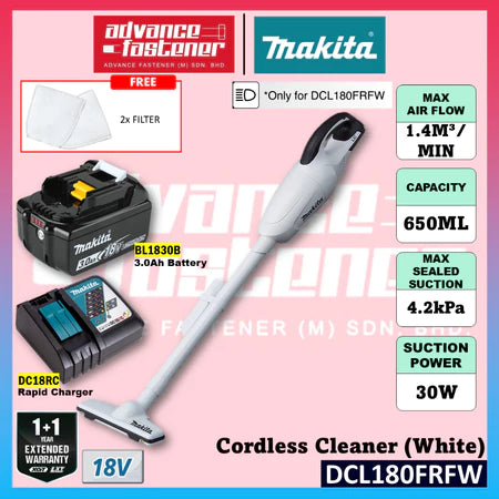 MAKITA DCL180FRFW / DCL180RFB / DCL180ZB / DCL180Z / DCL180 18V Cordless Vacuum Cleaner / 191D75-5 / 199491-1 Cyclone