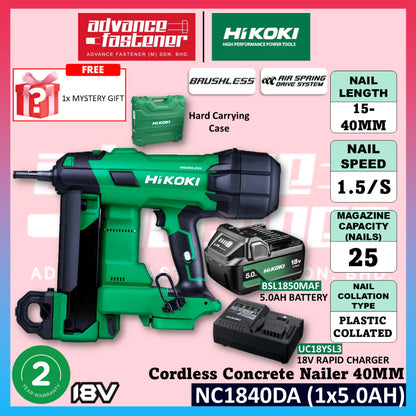 HiKOKI NC1840DA 18V Cordless Concrete Nailer 40MM