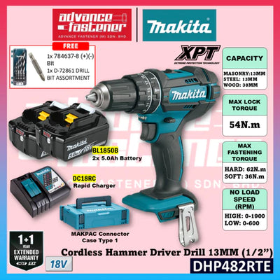 MAKITA DHP482RTE / DHP482RFE / DHP482Z 18V Cordless Hammer Driver Drill 13MM (1/2")