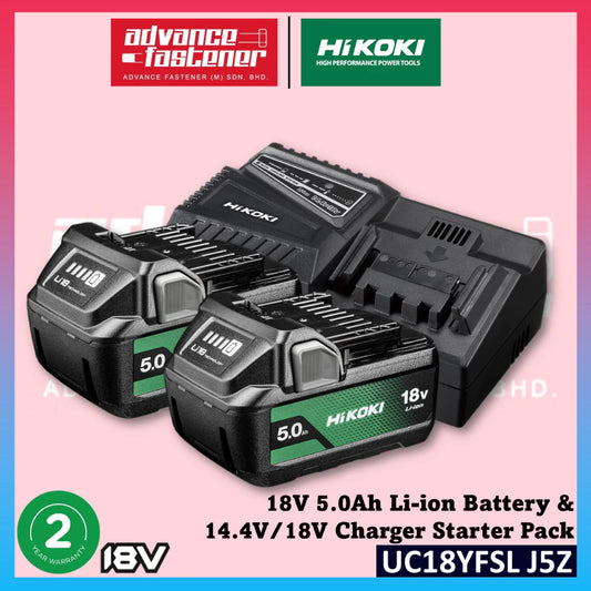 HiKOKI UC18YFSL J5Z BSL1850MAF 18V 5.0Ah Li-ion Battery & UC18YFSL 14.4V/18V Charger Starter Pack