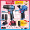 DONG CHENG DCKIT55BK 12V Brushless Cordless Kit DCJZ1250 Driver / Hammer Drill DCPL04-8 Impact Driver ( DCKIT36BK )