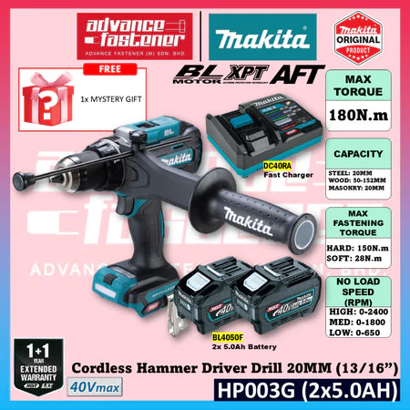 Makita HP003G / HP003GZ 40Vmax Cordless Hammer Driver Drill 20MM (13/16") (Brushless)