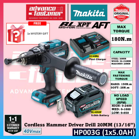 Makita HP003G / HP003GZ 40Vmax Cordless Hammer Driver Drill 20MM (13/16") (Brushless)