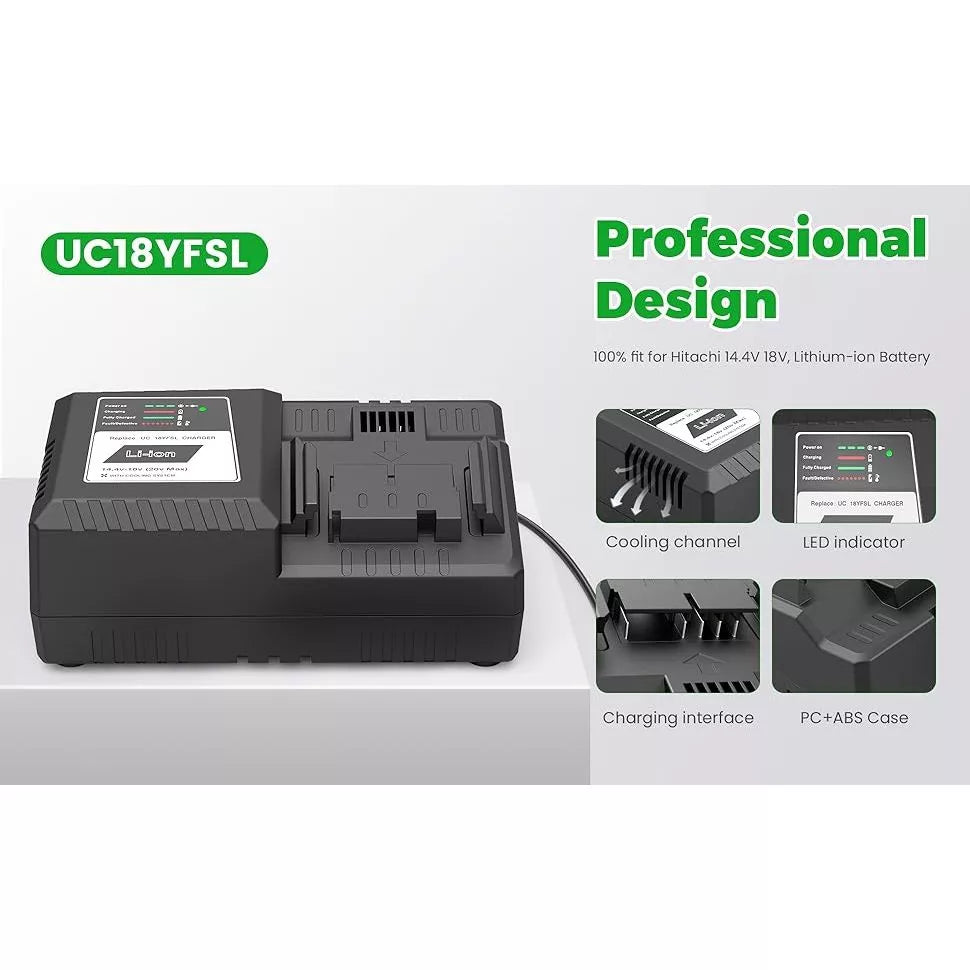 HiKOKI UC18YFSL J5Z BSL1850MAF 18V 5.0Ah Li-ion Battery & UC18YFSL 14.4V/18V Charger Starter Pack