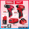 Milwaukee M12 ULTRA GO Brushless Combo Set / BLPDRC M12 Percussion Drill / BLIDRC M12 Impact Driver