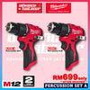 Milwaukee M12 ULTRA GO Brushless Combo Set / BLPDRC M12 Percussion Drill / BLIDRC M12 Impact Driver