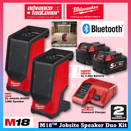 Milwaukee M18™ Jobsite Speaker Duo Kit JSSP-0 M18™ Jobsite AUDIO LINK Speaker