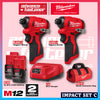 Milwaukee M12 ULTRA GO Brushless Combo Set / BLPDRC M12 Percussion Drill / BLIDRC M12 Impact Driver