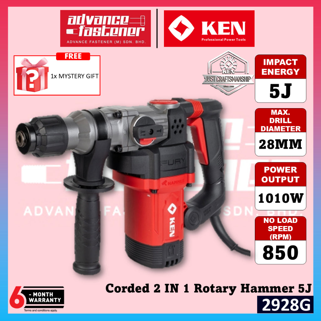 KEN 2928G Corded 2 IN 1 Rotary Hammer 5J 1010W