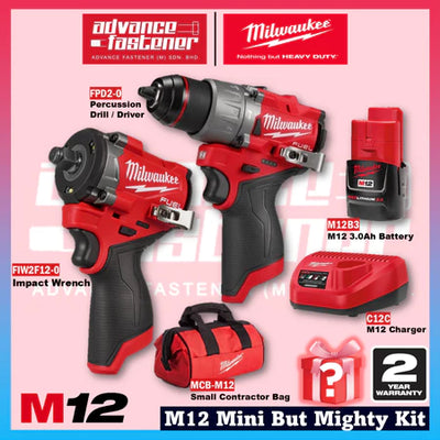 Milwaukee M12 COMBO ( FHAC16 Rotary Hammer / FCOT Cut-Off Saw / BLPDRC Drill / FIW2F12 Impact Wrench / FPD2 Drill/Driver