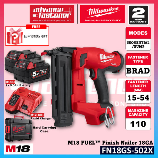 Milwaukee FN18GS-502X / FN18GS-0X0 M18 FUEL™ Finish Nailer 18Ga